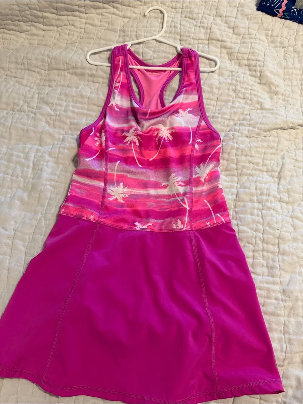 Gymboree Pink Palm-Print Racerback One-Piece Dress